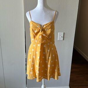 Yellow polka dot mini dress
